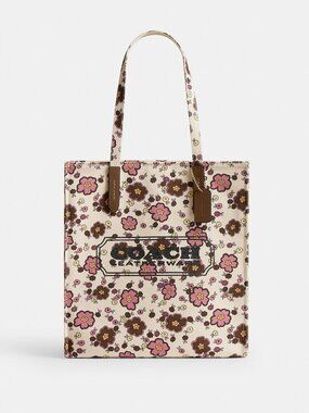 Coach Outlet Canvas Tote Bag With Floral Print
